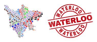 Waterloo Grunge Filigranı ve Sichuan Eyaleti Harita Mozaiği