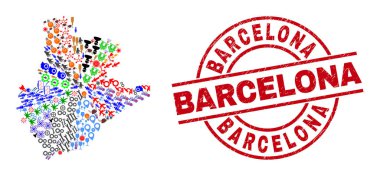 Barselona Tehlike Damgası ve Barselona Eyaleti Farklı Semboller Haritası