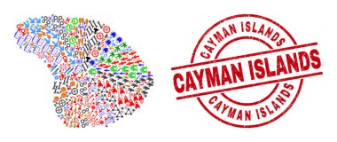 Cayman Adaları Tehlike Mührü ve Lanai Adası Harita Kolajı