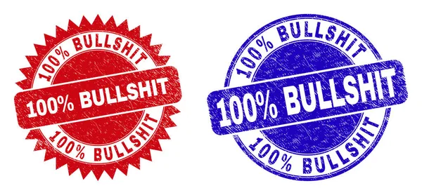 100 discount BULLSHIT Rounded and Rosette Stamp Seals with Grunged Style — Image vectorielle