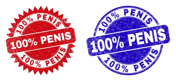 100 discount PENIS Rounded and Rosette Stamps with Scratched Texture — Wektor stockowy