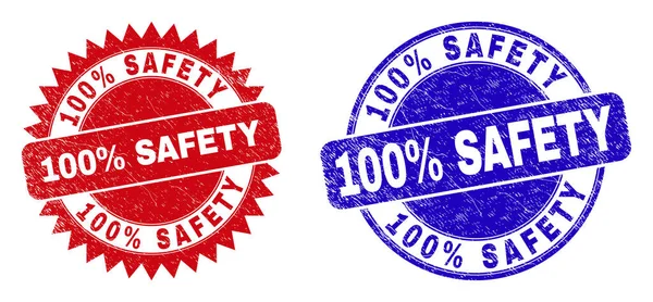 100 discount SAFETY Rounded and Rosette Stamps with Corroded Surface — Stock Vector