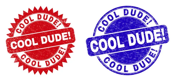 Selos COOL DUDE Round e Rosette com Textura Corrodida — Vetor de Stock