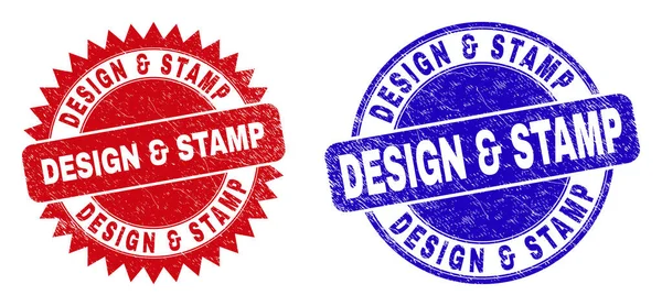 DESIGN n STAMP Rounded and Rosette Stamp Seals with Rubber Style — Stock Vector