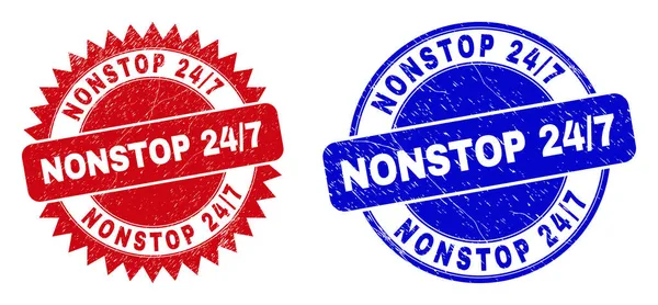 NONSTOP 24 - 7 sellos redondeados y roseta con superficie rechinada — Vector de stock