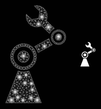 Vektör Ağ Endüstriyel Robot Parlak Takımyıldızı Benekleri