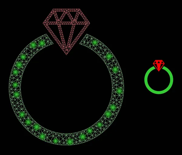 Vector Mesh Net Jewelry Ring with Illumitated Constellation Stars — 스톡 벡터