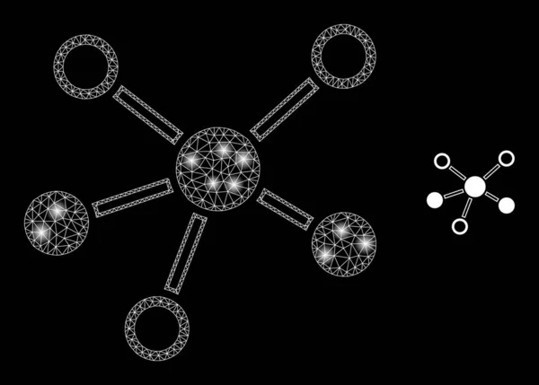 반사기 Mesh Net Connections with Light Constellation Stars — 스톡 벡터