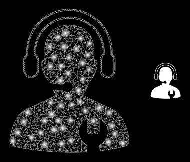 Parlak Fişekli Vektör Ağı Çağrı Merkezi Görevlisi