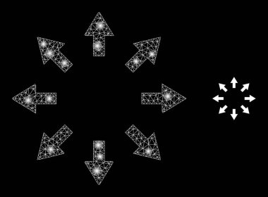 Vektör Ağ Ağı Oklarını Parlak Ağ Noktalarıyla Genişlet