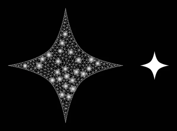 Maille vectorielle Web Black Star avec des étoiles de carcasse illustrées — Image vectorielle