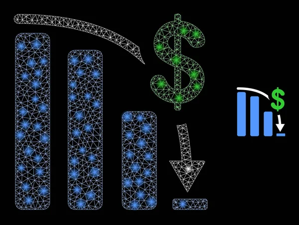 Vector Mesh Net Bankruptcy Bar Chart com estrelas de constelação de luz —  Vetores de Stock