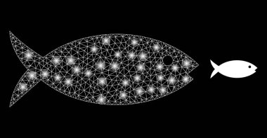 Işık Kablo Çerçeve Yıldızları ile Vektör Ağ Balığı
