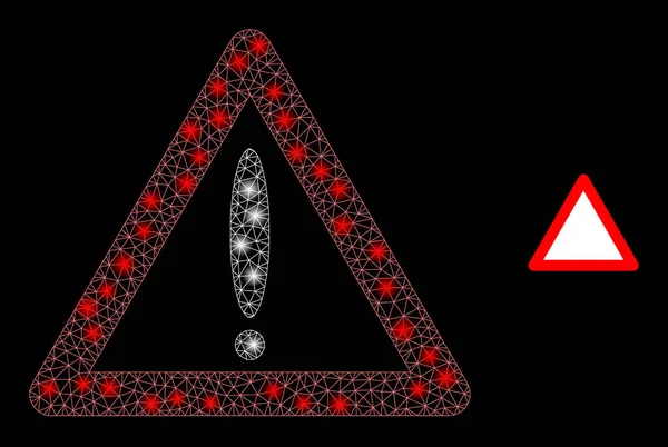 Vector Mesh Web Warning Sign with Illumitated Constellation Dots — 스톡 벡터