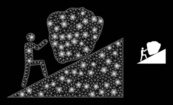 Vector de malla Net Man Rolling Stone hasta con destellos de constelación brillante — Archivo Imágenes Vectoriales