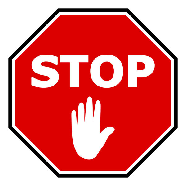 Raster Octagon Stop Palm Icon Illustration