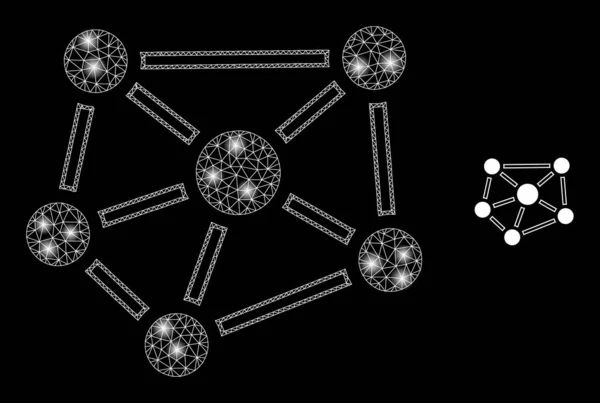 Vector Mesh Web Relations con estrellas de marco de alambre ligero — Archivo Imágenes Vectoriales