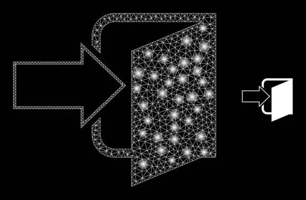 Vector Mesh Net Exit Door with Bright Constellation Dots — Stock Vector
