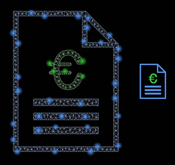 Página de precio del euro web de malla vectorial con puntos de red brillantes — Vector de stock