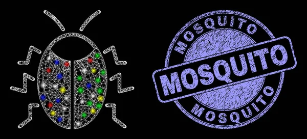 Insigne de moustique en caoutchouc et Bug de maille pailletée — Image vectorielle