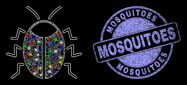 Bug de moustiques en caoutchouc filigrane et réseau lumineux — Image vectorielle