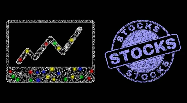 Stocks de détresse Timbre et réseau lumineux Stocks Graphique — Image vectorielle