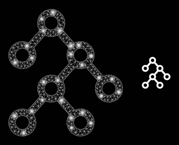 Vektor-Netz Binärstruktur mit Magic Wire Frame Dots — Stockvektor