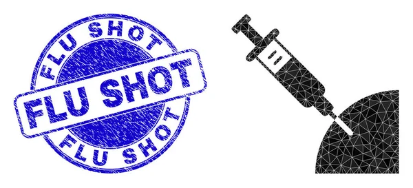 Rubber griep schot ronde watermerk en Inoculatie veelhoekige pictogram — Stockvector