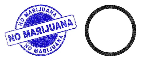 Rasguñado sin marihuana ronda insignia y contorno círculo Lowpoly icono — Vector de stock