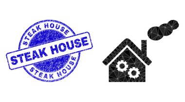 Çizilmiş Biftek Evi Yuvarlak Mühür ve Sigara Fabrikası Çokgen Simgesi