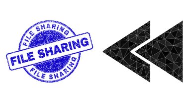 Grunge Dosya Paylaşımı Yuvarlak Rozeti ve Hızlı Geri Sar Alçak- Polyester Simgesi