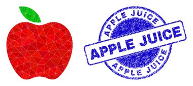 Çizilmiş Elma Suyu Yuvarlak Mühür ve Elma Üçgeni Simgesi