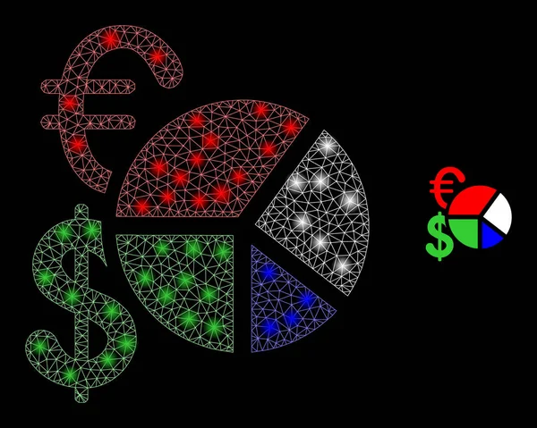 用魔毯圆点表示的矢量网状货币饼图 — 图库矢量图片