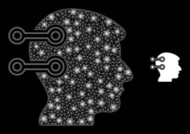 Vektör Ağı Beyin Arayüzü Parlak Gövde Fişekleri ile Bağlantı