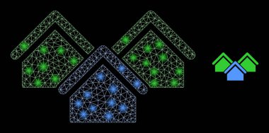 Parlak Takımyıldız Fişekleri ile Vektör Ağ Evleri