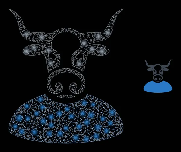 Jefe de toro neto de malla vectorial con estrellas mágicas de constelación — Vector de stock