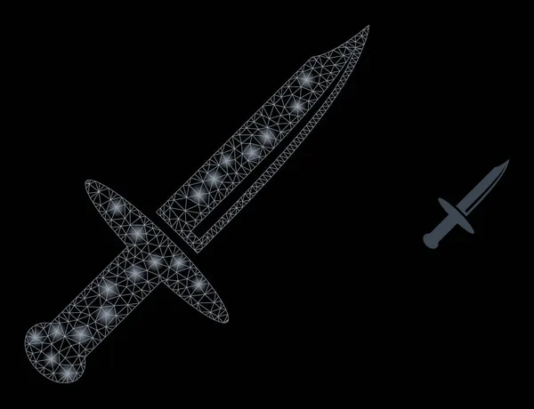 Lame de couteau de filet de maille vectorielle avec des points de constellation lumineux — Image vectorielle