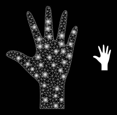 Sihirli Kablo Çerçeve Noktalarıyla Vektör Ağlı Avuç İçi Parmakları