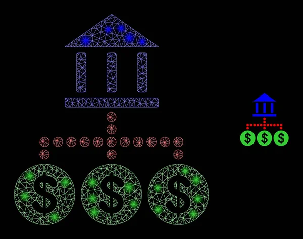 Vector Mesh Net Bank Hierarchy with Shiny Network Dots — Stock Vector