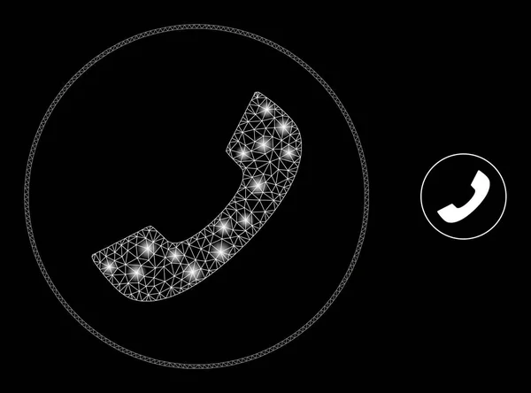 Vector Mesh Net Phone Call with Light Carcass Dots — 스톡 벡터