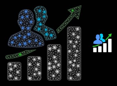 Parlak Kablo Çerçeve Noktaları ile Vektör Ağı İnsanlar Büyüyen Çizelge