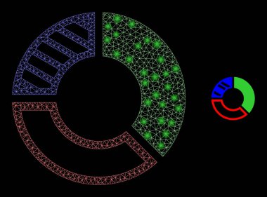 Parıldayan Gövde İşaretli Vektör Ağ Pasta Çizelgesi