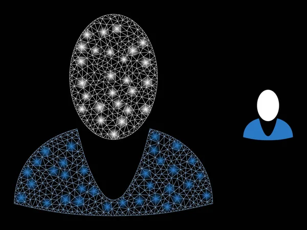 Vector Mesh Net Guy Profile with Glitter Constellation Flares — стоковий вектор