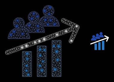 Parlak Kablo Çerçeve Yıldızları ile Vektör Ağ Kullanıcıları Trend Arrow