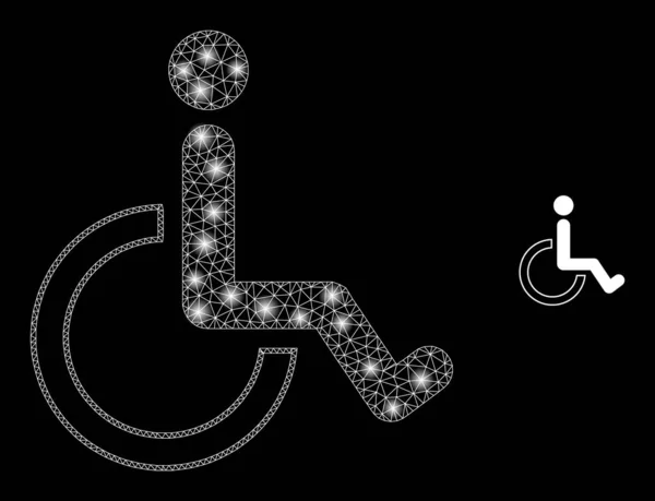 Rede de malha de vetor cadeira de rodas com flashes de rede brilhantes — Vetor de Stock