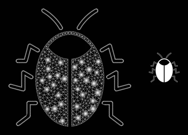 Bug de filet de maille vectorielle avec éclats de carcasse éblouissants — Image vectorielle