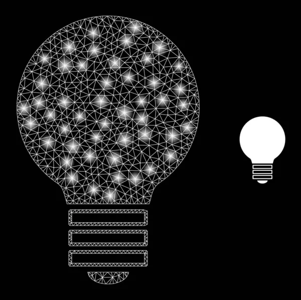 Ampoule électrique Web à mailles vectorielles avec étoiles de constellation illustrées — Image vectorielle