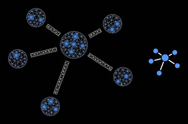 Vector Mesh Web Relation Enlaces con las llamaradas de la red — Vector de stock