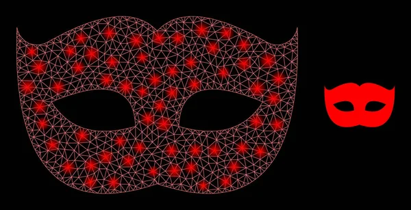 Masque privé de maille vectorielle Web avec des étoiles de cadre de fil lumineux — Image vectorielle