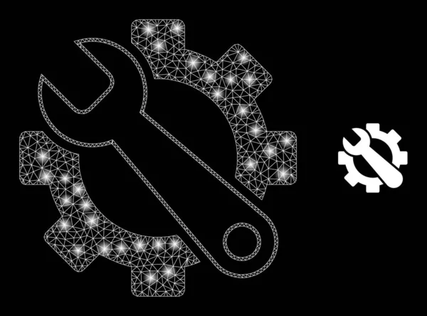 Outils de service de filet de maille vectorielle avec des fusées de constellation majestueuses — Image vectorielle